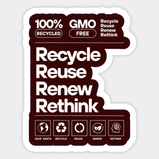 Recycle Reuse Renew Rethink To Help The Planet Sticker
